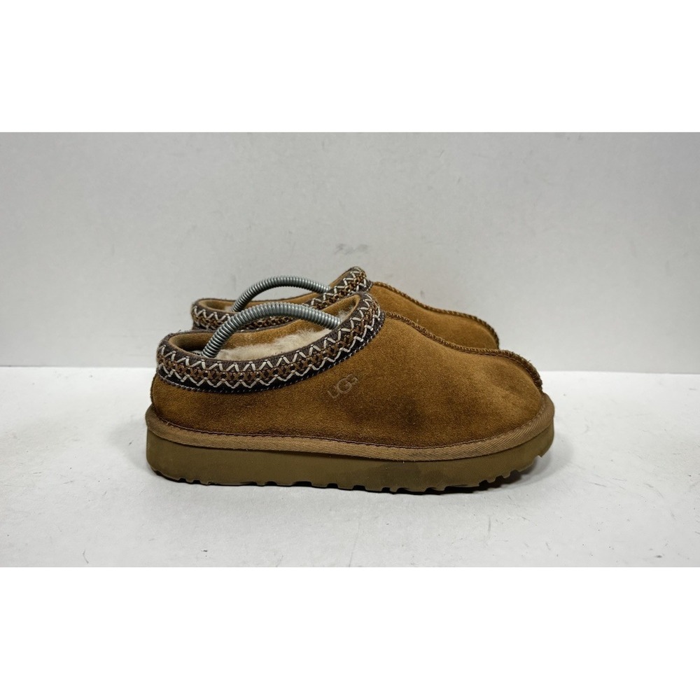 Ugg Tasman Chestnut Slippers Women's‎ Size 6 Brown Suede Braided Collar Slip On